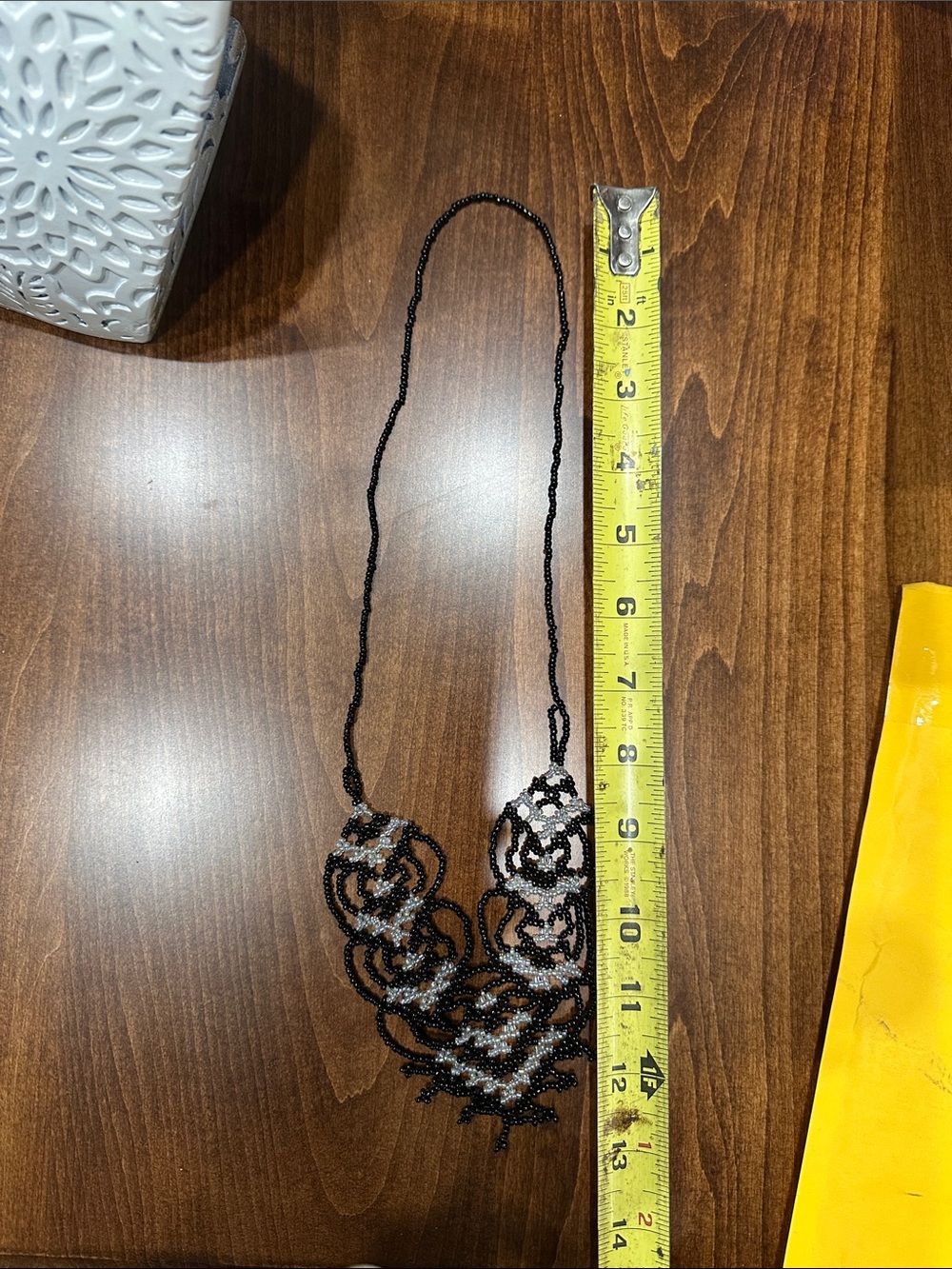 Handcrafted Black and Clear Beaded Statement Necklace - Picture 7 of 7